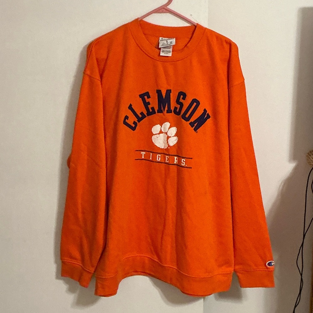 Champion Men’s Clemson Tigers Paw Appliqué Letters Sweatshirt Game Day Sz XL/TG